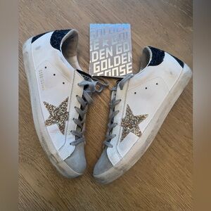 Golden Goose Superstar Leather/Suede Glitter Star Sneakers Like New 39/8.5/9
